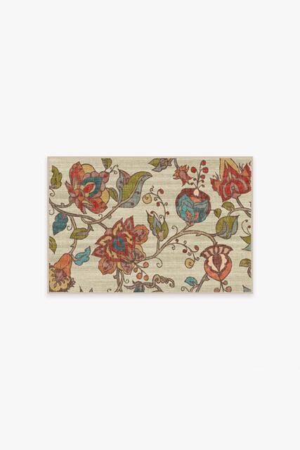 Frida Floral Natural Rug - 60x90 - Machine Washable Area Rug - Kid & Pet Friendly - Indoor Rugs - Ruggable - image 1