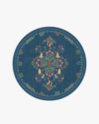 Friendship Garden Blue Rug - 185 Round - Machine Washable Area Rug - Kid & Pet Friendly - Indoor Rugs - Ruggable - thumbnail 1