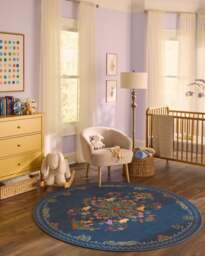 Friendship Garden Blue Rug - 185 Round - Machine Washable Area Rug - Kid & Pet Friendly - Indoor Rugs - Ruggable - thumbnail 2