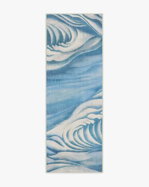 Waves Soft Blue Outdoor Rug by Gracie - 75x215 - Machine Washable Area Rug - Kid & Pet Friendly - Indoor Rugs - Ruggable - image 1