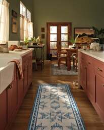 Louisa Cream & Blue Rug - 75x215 - Machine Washable Area Rug - Kid & Pet Friendly - Indoor Rugs - Ruggable - thumbnail 2