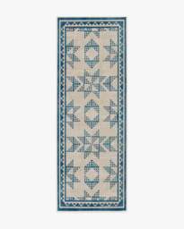 Louisa Cream & Blue Rug - 75x215 - Machine Washable Area Rug - Kid & Pet Friendly - Indoor Rugs - Ruggable - thumbnail 1