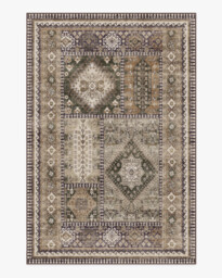Rumi Olive & Tan Rug - 185x275 - Machine Washable Area Rug - Kid & Pet Friendly - Indoor Rugs - Ruggable - thumbnail 1