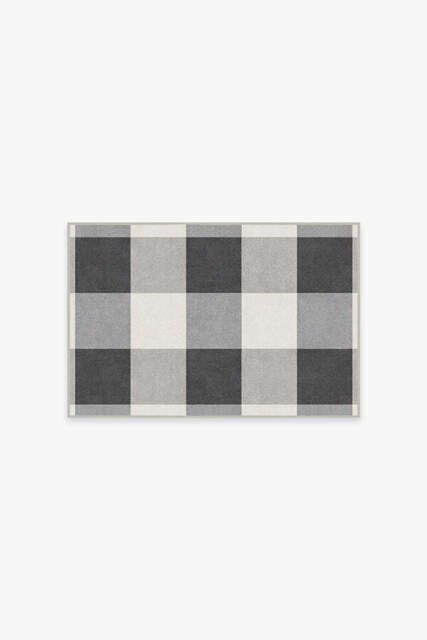 Buffalo Plaid Black & White Flatwoven Rug - 60x90 - Machine Washable Area Rug - Kid & Pet Friendly - Indoor Rugs - Ruggable - image 1