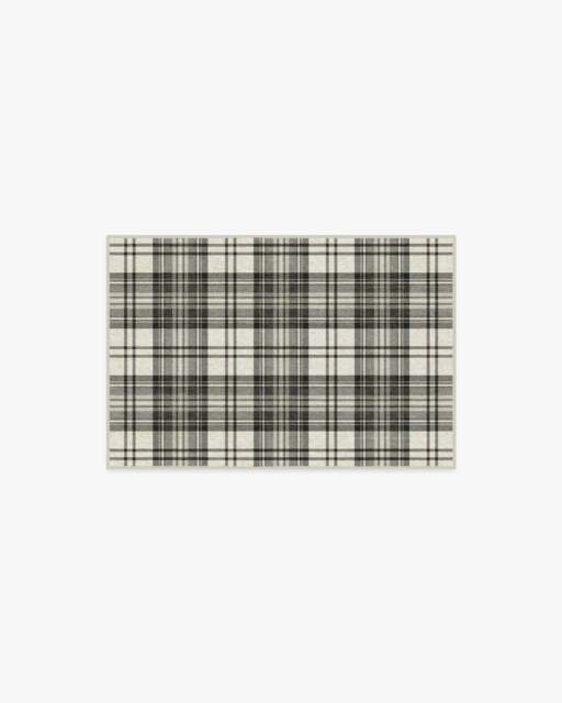 Dress Stewart Tartan Black & Ivory Flatwoven Rug - 60x90 - Machine Washable Area Rug - Kid & Pet Friendly - Indoor Rugs - Ruggable - image 1