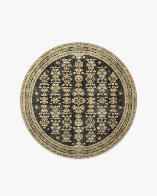 Pradera Tan & Soft Black Rug - 185 Round - Machine Washable Area Rug - Kid & Pet Friendly - Indoor Rugs - Ruggable - image 1