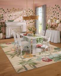 Bamboo & Bird Blush & Jade Flatwoven Rug by Sanderson - 275x365 - Machine Washable Area Rug - Kid & Pet Friendly - Indoor Rugs - Ruggable - thumbnail 3