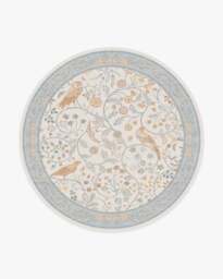 Newill Ivory & Blue Flatwoven Rug by Morris & Co. - 245 Round - Machine Washable Area Rug - Kid & Pet Friendly - Indoor Rugs - Ruggable - thumbnail 1
