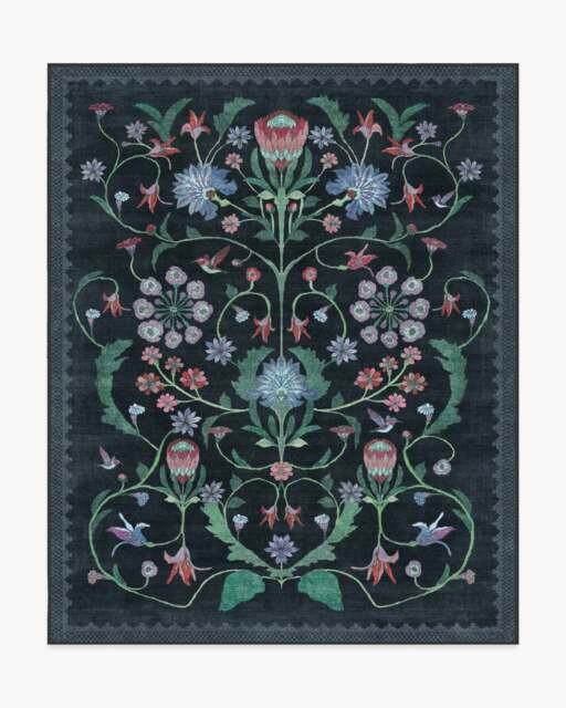 Protea Charcoal Rug by Iris Apfel - 245x305 - Machine Washable Area Rug - Kid & Pet Friendly - Indoor Rugs - Ruggable - image 1