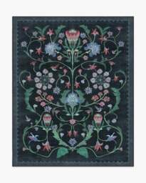 Protea Charcoal Rug by Iris Apfel - 245x305 - Machine Washable Area Rug - Kid & Pet Friendly - Indoor Rugs - Ruggable - thumbnail 1