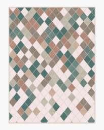 Diamond Mosaic Neutral Teal Rug - 275x365 - Machine Washable Area Rug - Kid & Pet Friendly - Indoor Rugs - Ruggable