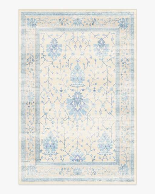 Serafina Cream & Blue Rug - 185x275 - Machine Washable Area Rug - Kid & Pet Friendly - Indoor Rugs - Ruggable - image 1