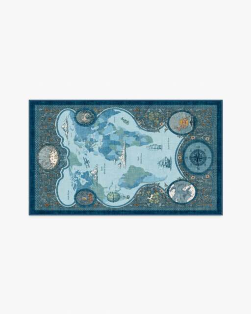 Little Explorer Blue & Grey Rug - 90x150 - Machine Washable Area Rug - Kid & Pet Friendly - Indoor Rugs - Ruggable - image 1