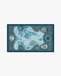 Little Explorer Blue & Grey Rug - 90x150 - Machine Washable Area Rug - Kid & Pet Friendly - Indoor Rugs - Ruggable - thumbnail 1
