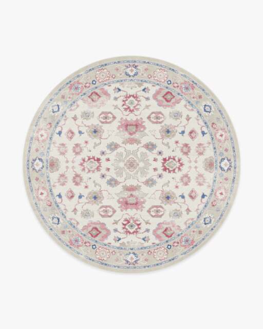 Serena Pink Rug by Mrs. Alice - 245 Round - Machine Washable Area Rug - Kid & Pet Friendly - Indoor Rugs - Ruggable - image 1