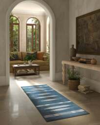 Raye Indigo & Ivory Flatwoven Rug - 185x275 - Machine Washable Area Rug - Kid & Pet Friendly - Indoor Rugs - Ruggable - thumbnail 2