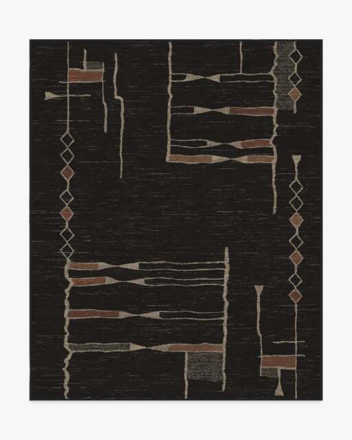 Nisa Ink Black Flatwoven Rug by Architectural Digest - 245x305 - Machine Washable Area Rug - Kid & Pet Friendly - Indoor Rugs - Ruggable - image 1