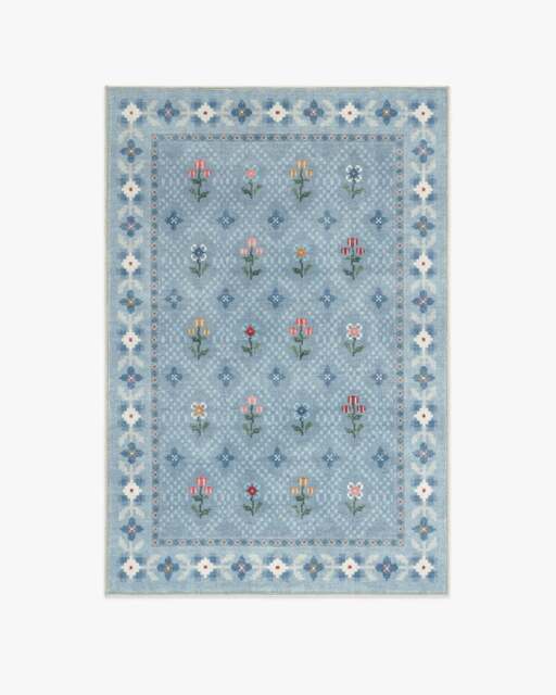 Ella Slate Blue Rug by Anthropologie - 120x185 - Machine Washable Area Rug - Kid & Pet Friendly - Indoor Rugs - Ruggable - image 1