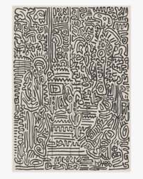 Freestyle Black & Ivory Rug by Keith Haring - 305x425 - Machine Washable Area Rug - Kid & Pet Friendly - Indoor Rugs - Ruggable