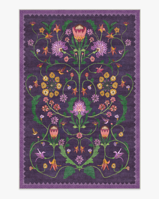 Protea Plum Rug by Iris Apfel Purple - 200x290 - Machine Washable Area Rug - Kid & Pet Friendly - Indoor Rugs - Ruggable - image 1