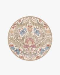 Flourish Cream Rug by Liberty Brown - 185 Round - Machine Washable Area Rug - Kid & Pet Friendly - Indoor Rugs - Ruggable