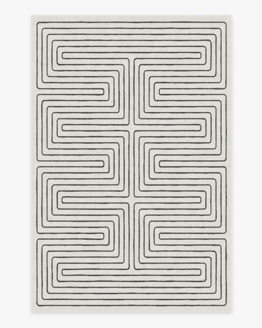 Labyrinth Black & Ivory Flatwoven Rug by Jonathan Adler - 185x275 - Machine Washable Area Rug - Kid & Pet Friendly - Indoor Rugs - Ruggable - image 1