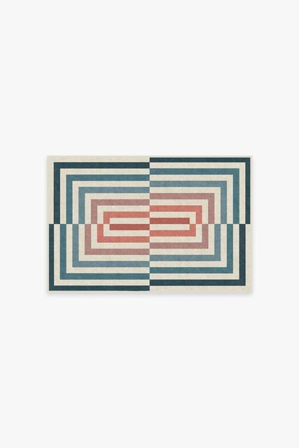 Op Art Teal Flatwoven Rug by Jonathan Adler - 60x90 - Machine Washable Area Rug - Kid & Pet Friendly - Indoor Rugs - Ruggable - image 1
