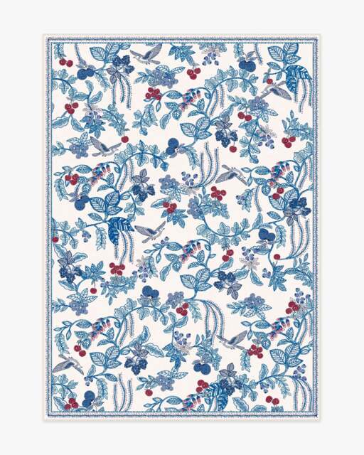 Heidi Blue & Cherry Rug - 150x215 - Machine Washable Area Rug - Kid & Pet Friendly - Indoor Rugs - Ruggable - image 1
