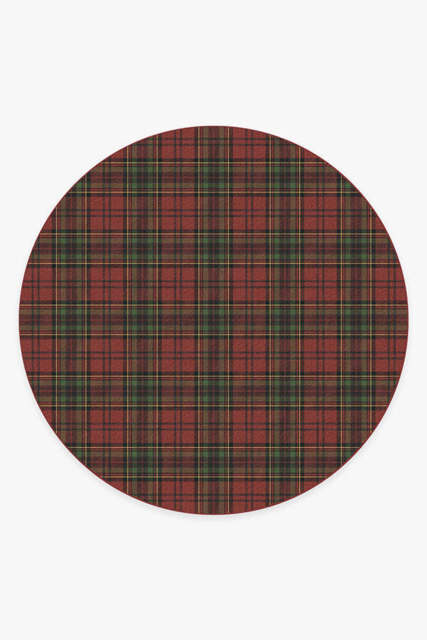 Dress Stewart Tartan Red Rug - 245 Round - Machine Washable Area Rug - Kid & Pet Friendly - Indoor Rugs - Ruggable - image 1