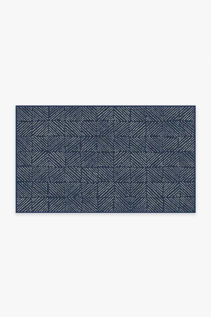 Parquet Navy Outdoor Rug - 90x150 - Machine Washable Area Rug - Kid & Pet Friendly - Indoor Rugs - Ruggable - image 1