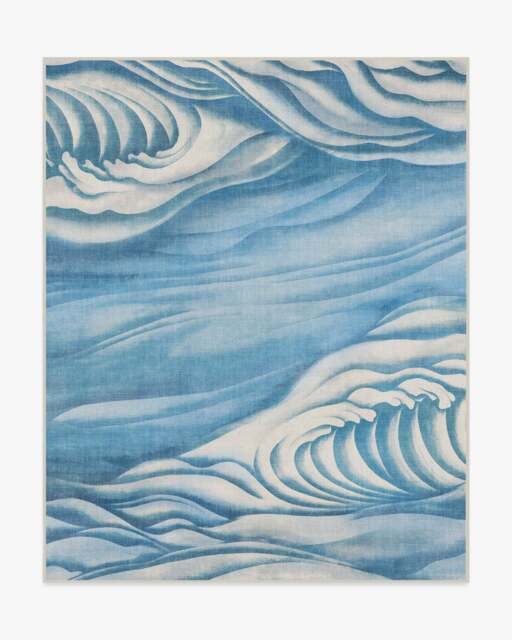 Waves Soft Blue Outdoor Rug by Gracie - 245x305 - Machine Washable Area Rug - Kid & Pet Friendly - Indoor Rugs - Ruggable - image 1