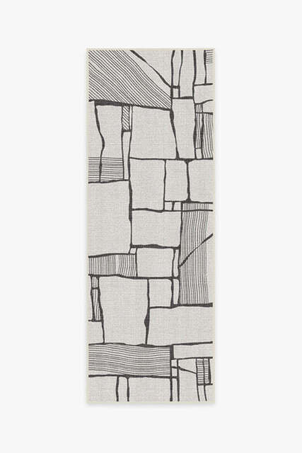 Rune Black & Ivory Outdoor Rug - 75x215 - Machine Washable Area Rug - Kid & Pet Friendly - Outdoor Rugs - Ruggable - image 1