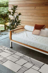 Rune Black & Ivory Outdoor Rug - 75x215 - Machine Washable Area Rug - Kid & Pet Friendly - Outdoor Rugs - Ruggable - thumbnail 2