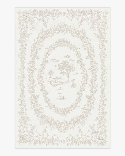 Bashful Bunny Toile Ivory Flatwoven Rug - 200x290 - Machine Washable Area Rug - Kid & Pet Friendly - Indoor Rugs - Ruggable - image 1