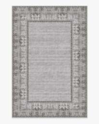 Vintage Daisy Bordered Grey Rug - 200x290 - Machine Washable Area Rug - Kid & Pet Friendly - Indoor Rugs - Ruggable