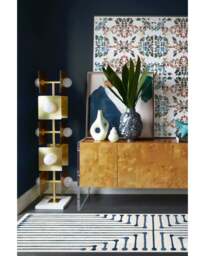 Inkdrop Slate Blue Flatwoven Rug by Jonathan Adler - 185 Round - Machine Washable Area Rug - Kid & Pet Friendly - Indoor Rugs - Ruggable - thumbnail 2