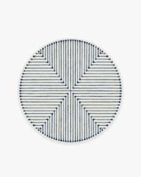 Inkdrop Slate Blue Flatwoven Rug by Jonathan Adler - 185 Round - Machine Washable Area Rug - Kid & Pet Friendly - Indoor Rugs - Ruggable - thumbnail 1