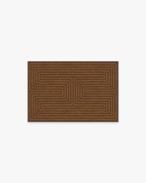 Labyrinth Brown & Orange Flatwoven Rug by Jonathan Adler - 60x90 - Machine Washable Area Rug - Kid & Pet Friendly - Indoor Rugs - Ruggable - image 1
