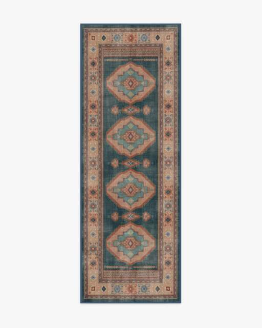 Marcela Blue & Rose Tufted Rug - 75x215 - Machine Washable Area Rug - Kid & Pet Friendly - Indoor Rugs - Ruggable