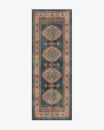 Marcela Blue & Rose Tufted Rug - 75x215 - Machine Washable Area Rug - Kid & Pet Friendly - Indoor Rugs - Ruggable - thumbnail 1
