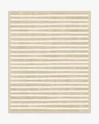 Elin Stripe Latte Cream Flatwoven Rug by goop Beige - 245x305 - Machine Washable Area Rug - Kid & Pet Friendly - Indoor Rugs - Ruggable