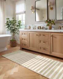 Elin Stripe Latte Cream Flatwoven Rug by goop Beige - 245x305 - Machine Washable Area Rug - Kid & Pet Friendly - Indoor Rugs - Ruggable - thumbnail 2