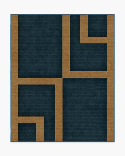 Aldo Indigo & Ochre Rug by The Local Project - 245x305 - Machine Washable Area Rug - Kid & Pet Friendly - Indoor Rugs - Ruggable - image 1