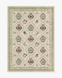 Olivia Cream Rug by Anthropologie Green - 90x150 - Machine Washable Area Rug - Kid & Pet Friendly - Indoor Rugs - Ruggable