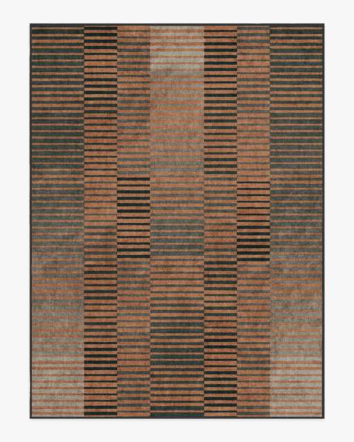 Shadow Stripe Rust Flatwoven Rug Brown - 275x365 - Machine Washable Area Rug - Kid & Pet Friendly - Indoor Rugs - Ruggable - image 1