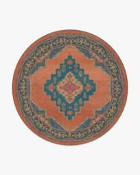 Sunset Bazaar Tropic Coral Rug by Matthew Williamson - 245 Round - Machine Washable Area Rug - Kid & Pet Friendly - Indoor Rugs - Ruggable