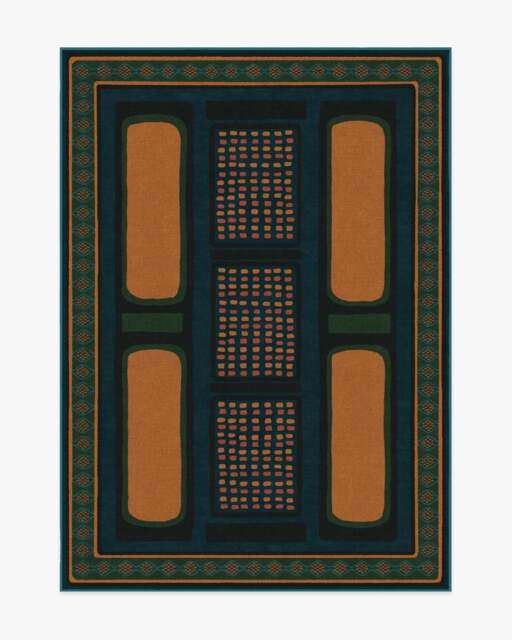 Nerissa Teal & Gold Rug by Architectural Digest - 150x215 - Machine Washable Area Rug - Kid & Pet Friendly - Indoor Rugs - Ruggable - image 1