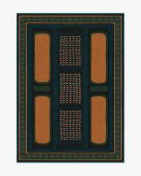 Nerissa Teal & Gold Rug by Architectural Digest - 150x215 - Machine Washable Area Rug - Kid & Pet Friendly - Indoor Rugs - Ruggable - thumbnail 1