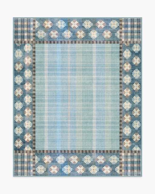 Rowley Blue Flatwoven Rug - 245x305 - Machine Washable Area Rug - Kid & Pet Friendly - Indoor Rugs - Ruggable - image 1