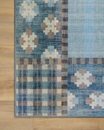 Rowley Blue Flatwoven Rug - 245x305 - Machine Washable Area Rug - Kid & Pet Friendly - Indoor Rugs - Ruggable - thumbnail 2